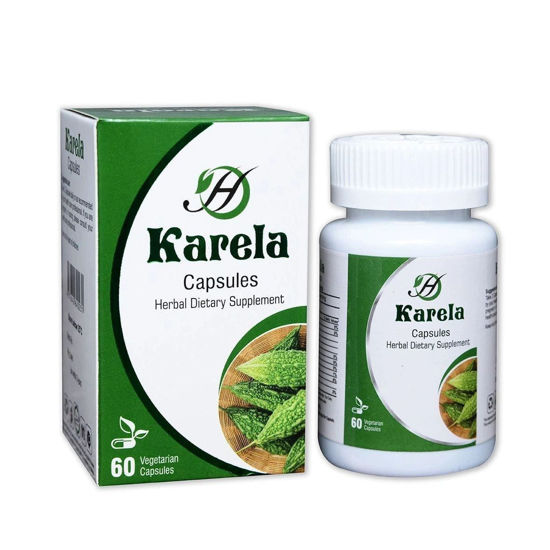 Picture of Karela Pure Extract  (Bitter Melon, Regulates Blood Sugar) 60 Capsules
